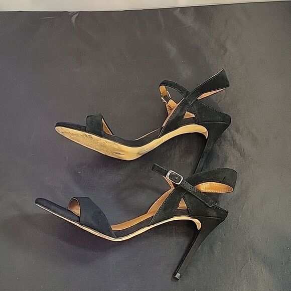 H by HALSTON SUEDE ADJUSTABLE 3-STRAPS ANKLE OPEN TOE  HEEL STILETTOS SANDAL - Picture 8 of 14